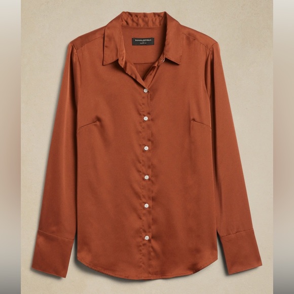 Banana Republic Factory Satin Shirt in Snow Day. Size XL. Brand new! - Picture 9 of 9